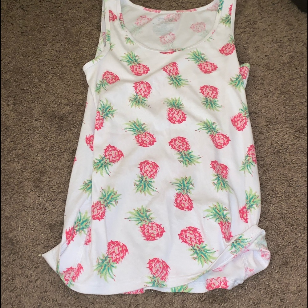 Time And Tru Pink Pineapple Tank Top